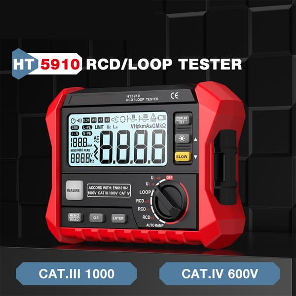 Lækageafbrydertester LCD-display 1000 datalagring Automatisk slukning