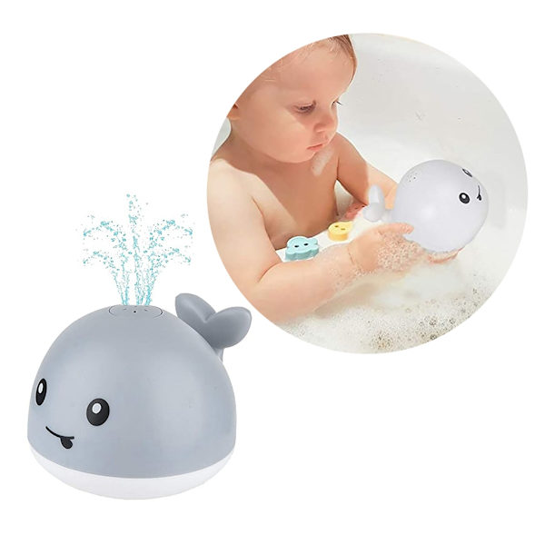 Lysende badekar legetøj baby brusere vand legetøj LED lys auto induktion sprinkler Grey