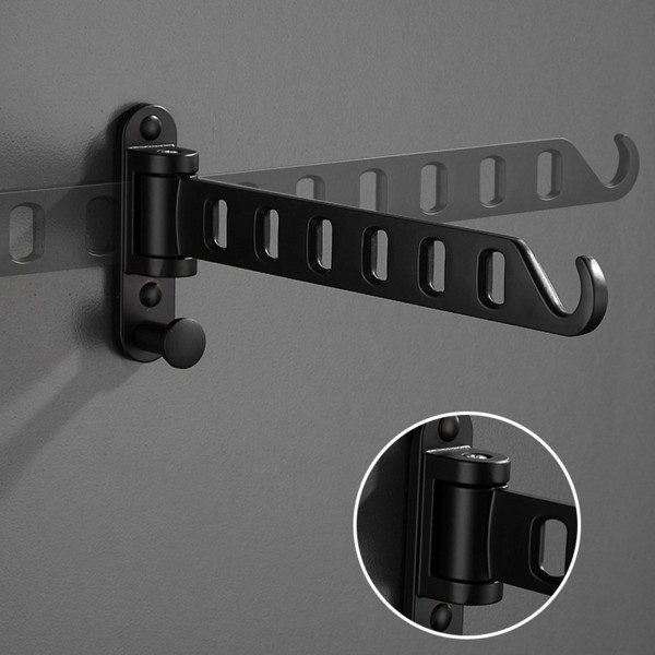 Väggmonterad tvätthängare Torktumlare Vikbar klädhängare Metall förvaringsställ för hem sovsal Balkong Heavy Duty hängare Black