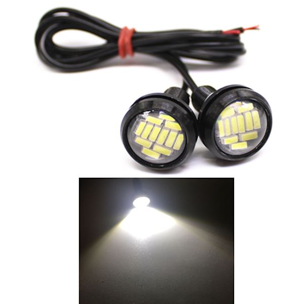 2x Eagle Eye LED 23mm 4014 12SMD power auto päivällä käynnissä varavilkkuvalot Auto rekisterikilven valot valkoiset