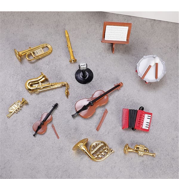 Miniature Klassisk Instrument Model Figur Sæt til Dukkehus Musikrum