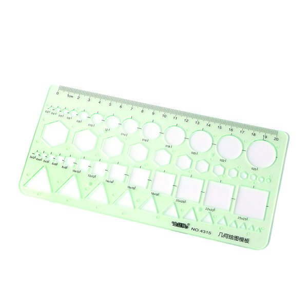 Plast Circle Square Sekskant Geometrisk Mal Linjal Stencil Measure Tool NYHET