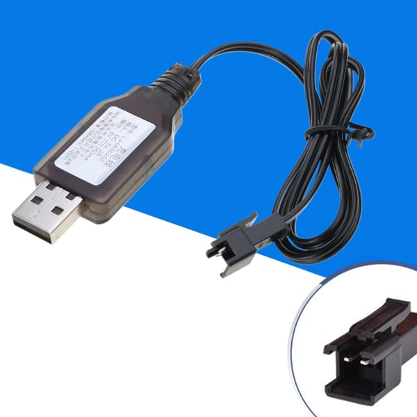 6V Opladerkabel SM2P til Robot Fjernstyret Bil USB Opladerledning