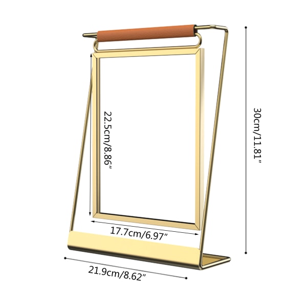 8'' metall fotoram Dubbelsidig bordsmeny Displayställ Bordsskylthållare Bröllopsbordsnummerhållare Gold