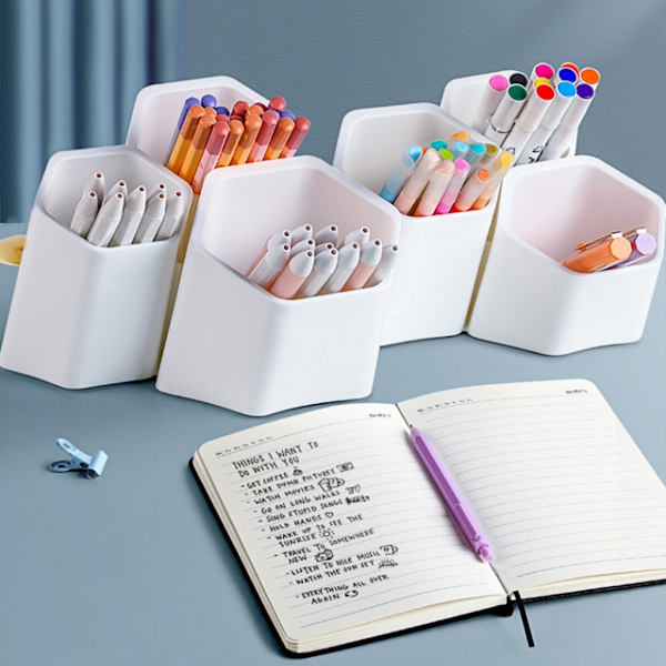 Sned pennhållare 6 fack Blyertskopp Målarpensel Organizer för sovrum White - Rounded corners