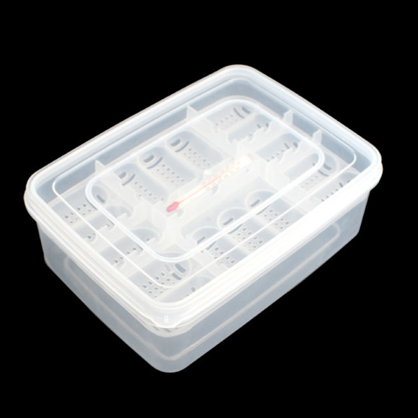 16 Grids Reptilegg Inkubator Reptiloppdrettsboks Reptilklekkebeholder Includes thermometer