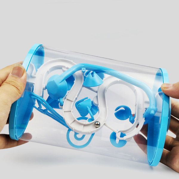 7in Magic 3D Maze Ball Cube Pussel Fidget Ball Interaktiv leksaksstimulering Sensorisk utbildning Leksak Vuxen Barn Brain Teaser Blue