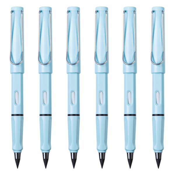 6ST Everlasting Pencil Påfyllningsbar bläckfri penna med suddgummi
