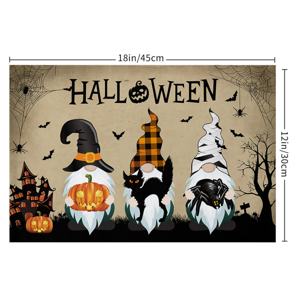 Set med 4 Happy Halloween bordstabletter Spooky Bat Gnome Kök Matbordsmattor Värmebeständig bordsunderlägg Underlägg null - LXM09923