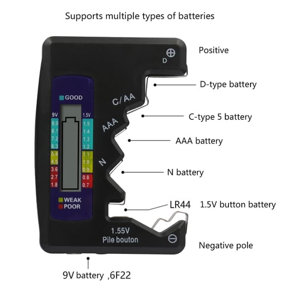Batteritester Batterimonitor LCD-displaytester Batteritester