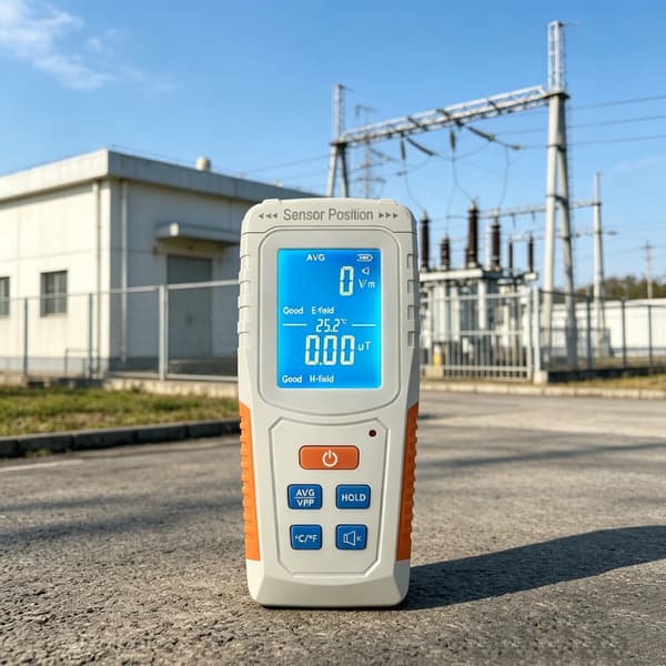 Elektromagnetisk måler til måling af elektrisk magnetfelt og temperatur