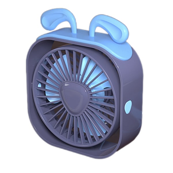 Bärbar USB fläkt 360° Roterbar Tyst kylfläkt Luftkylare Tre-hastighets justerbar skrivbordsfläkt Desktop Office Sovrum Blue - rabbit ears