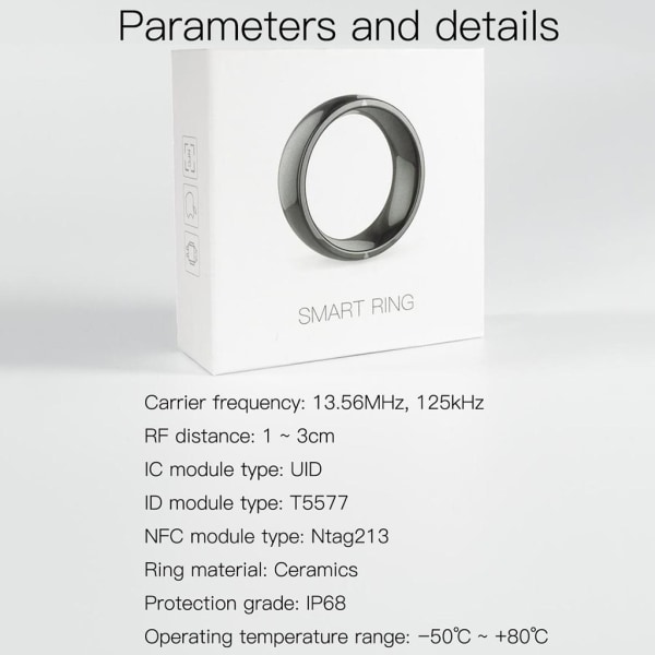 R4 för Smart Ring Vattentät Dammtät Fallsäker för Smart Ring för Windows NFC Mobiltelefon Multifunktion Magic Finger Ring 60mm