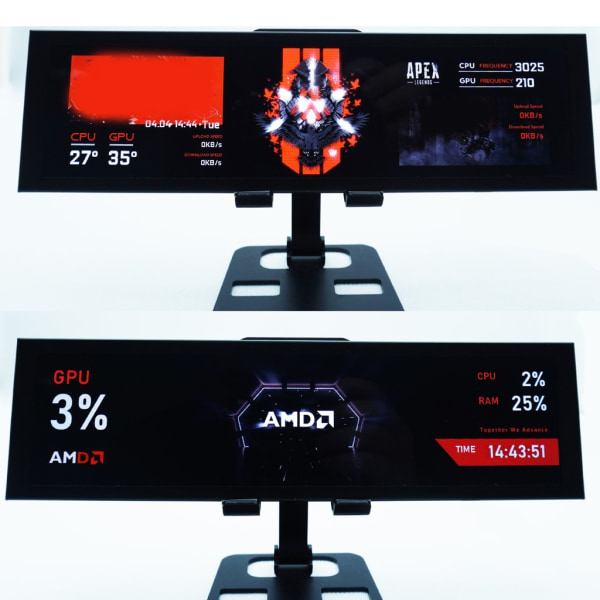 8,8 tum långa remsor LCD-skärm 1920x480 drivkort sekundär bildskärm Black