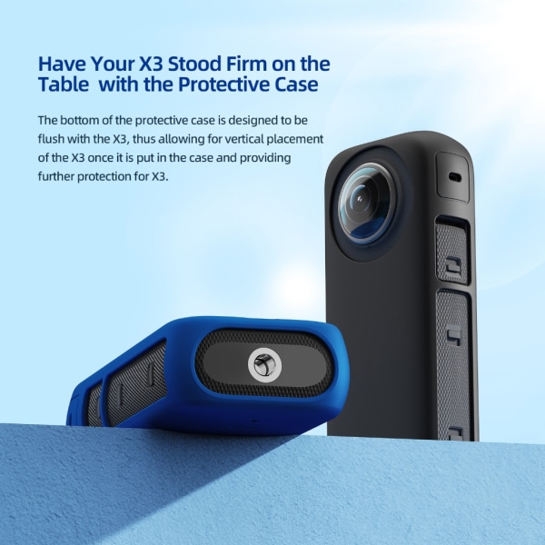 Vattentäta ärmar Bärbar silikon för case för X3 kameraskydd Cover för case anti-scratch kamera silikonskydd Blue Color