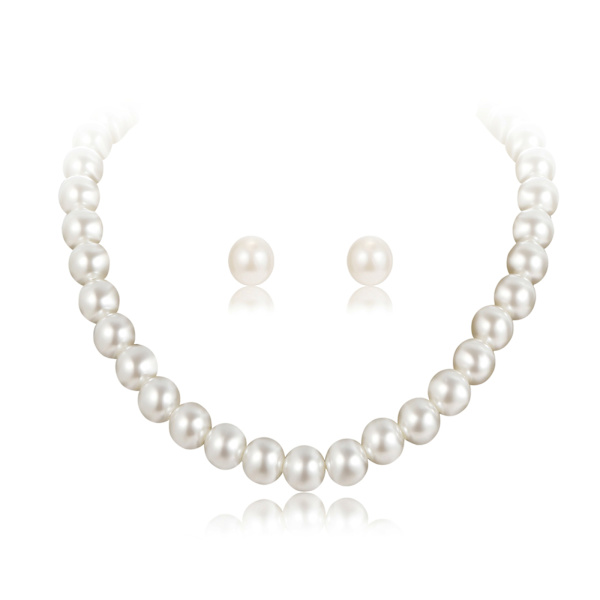 Hepburn Style Perlehalskæde Dame Faux Pearl Beaded String Halskæde Øreringe Sæt Kostume Smykker Fødselsdagsgave