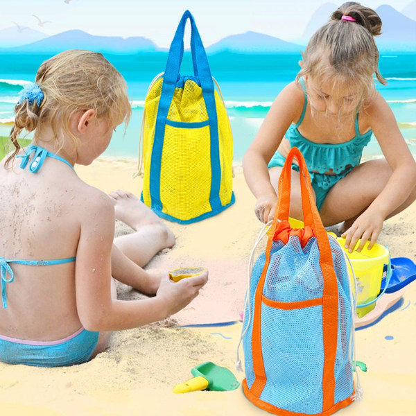 Mesh Beach Bag Sand Lekepose Seashells Storage Bag Bøtteveske med stor kapasitet 3