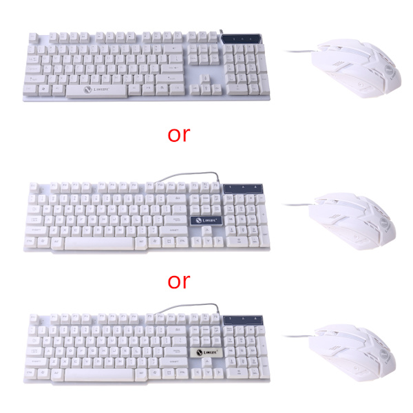 LED-lys Bakgrunnsbelysning Mekanisk følelse Gaming-tastatur og kablet mus Combo Set LED-lys for datamaskin-PC