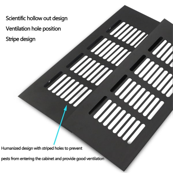Air Vent Cover Rektangler Metal Lamellgitter Cover til garderobeskabe Black 150x600mm