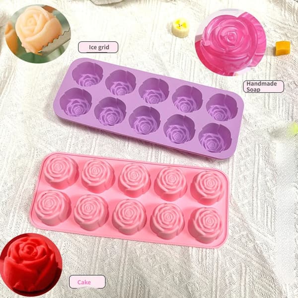 3 st rosformade silikonformar för DIY-choklad, isbitar och baktillbehör
