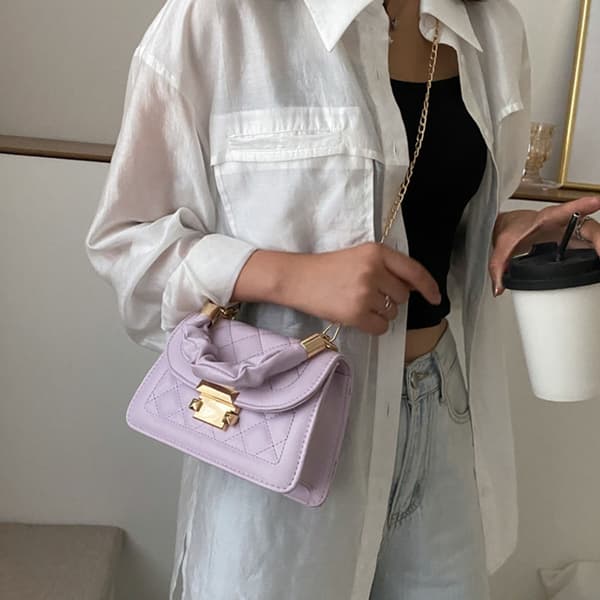 Mode Kvinnor PU Väska Kedja Axelväska Flik Crossbody Väskor Handväskor för tjejer Black
