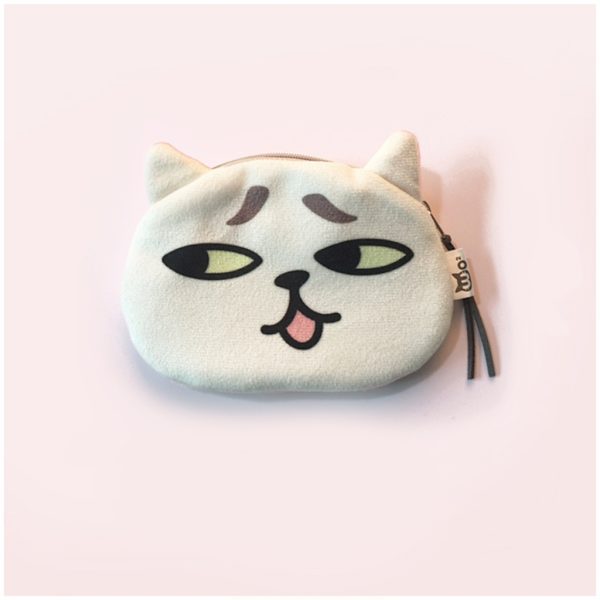Tecknad Cat Face Change Purse Hörlursväska med dragkedja för myntväska C