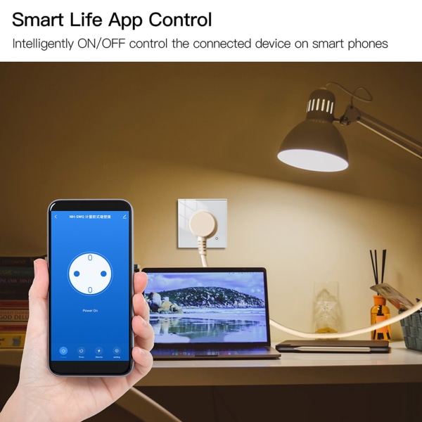WiFi Tuya för smart vägguttag EU/UK/FR Standard eluttag Plug for Smart Life för Aleax hemövervakningsglas Black - EU Plug