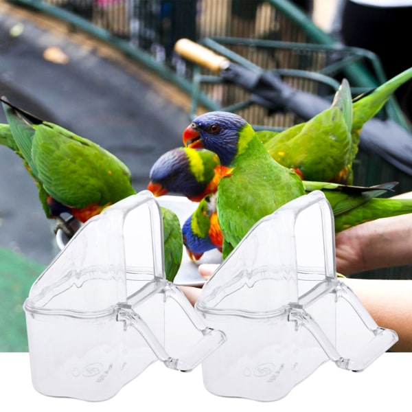 Riippuvat lintujen syöttölaitteet häkkiin, suurikapasiteettinen kirkas akryyliruokaastia ja ahven Cockatiel Conure papukaijalle