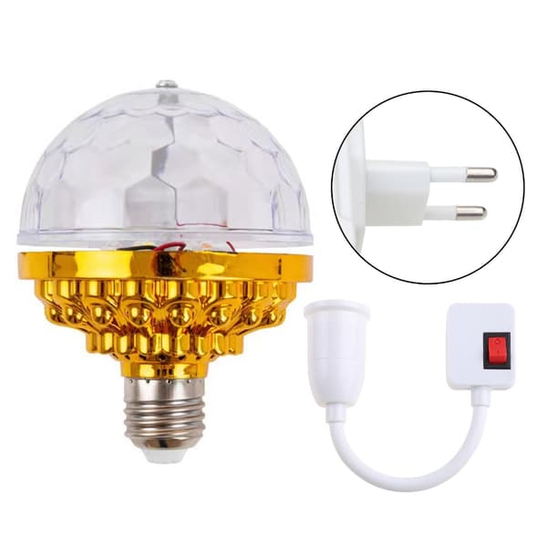 Värikäs automaattisesti pyörivä Magic Ball Light Multi Crystal Disco Light E27 Polttimo