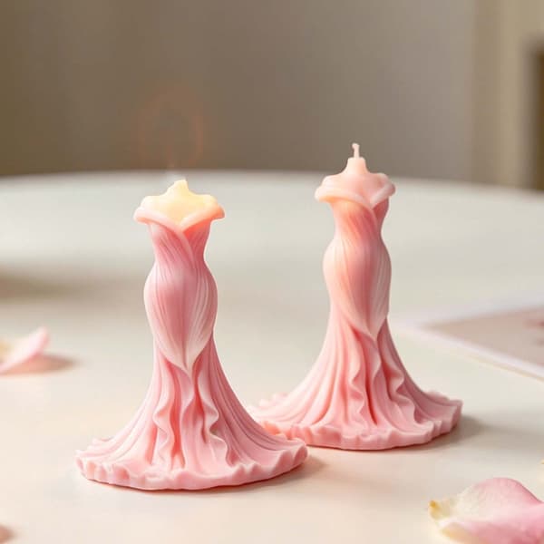 Blomsterprægning Prinsessekjole Silikone Lysforme til Bryllupsdekoration