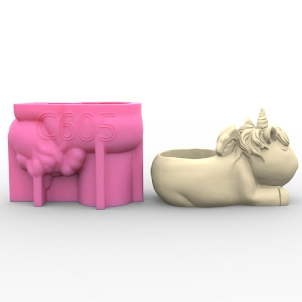 Enhörningar Molds Blomkrukor Pennhållare Silikonform Form MOULD