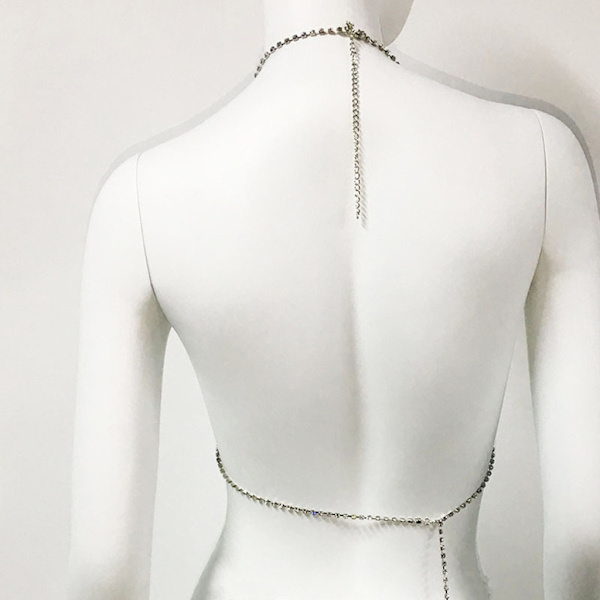 Bikinit kesän rannalle - naisten rintaliivit - strassi - halterneck - selkäaukko - rintaketju Silver
