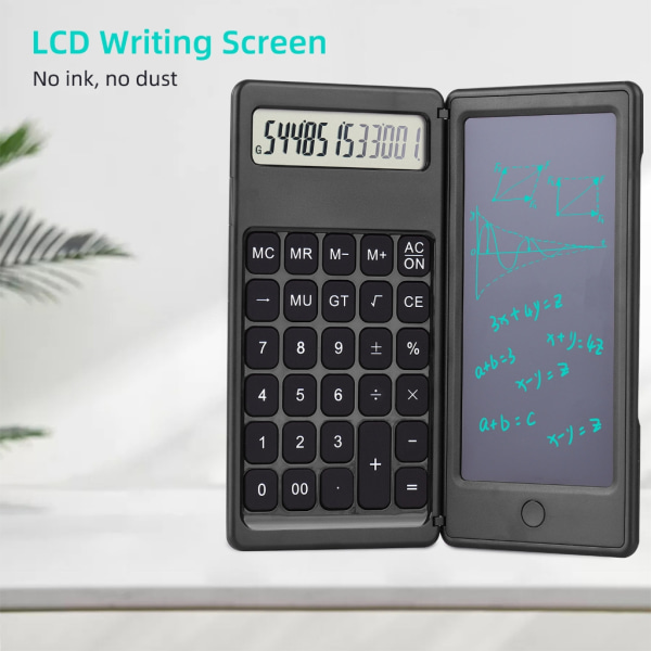 Vikbar miniräknare 6-tums LCD-skrivplatta Digital funktionsritplatta 12-siffrig skärm med pennraderingsknapp 2