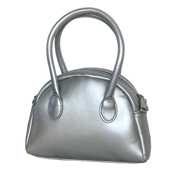 Unik PU-håndtaske. Praktisk og moderigtig skulderpakke med crossbody-pung Silver