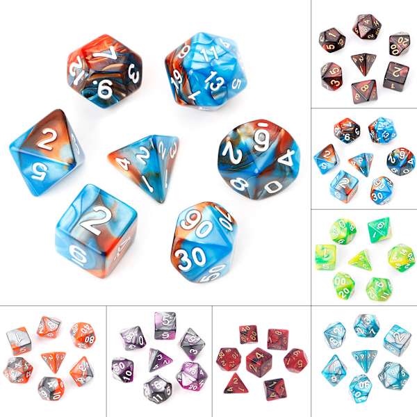 7 stk./sæt Akryl Polyhedral Terninger Til TRPG Brætspil D4-D20 Orange