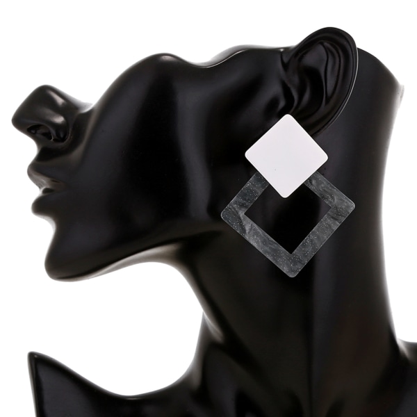 Akryl Geometrisk Dingle Örhängen Vintage Minimalistisk Stud Örhängen Hypoallergenic Gray