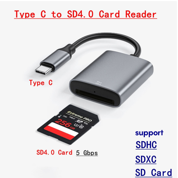 USB C SD-kortläsare, SD till typ C OTG-adapter för SDHC SDXC UHS-I-kort för Android-telefon Tablet PC