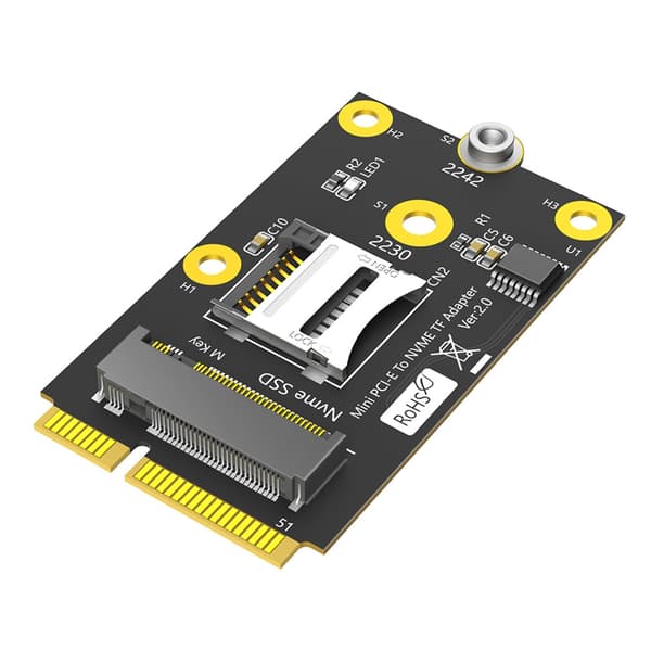 TF-kort och M.2 NVMe SSDs Dubbla Platser Mini PCIE Riser-adapterkort