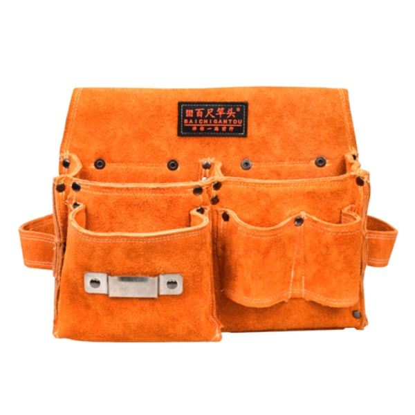 Puutyöstötyökalulaukku Käytännöllinen lehmännahkainen vyötäröpakkaus laitteiston työkalujen säilytyslaukku
