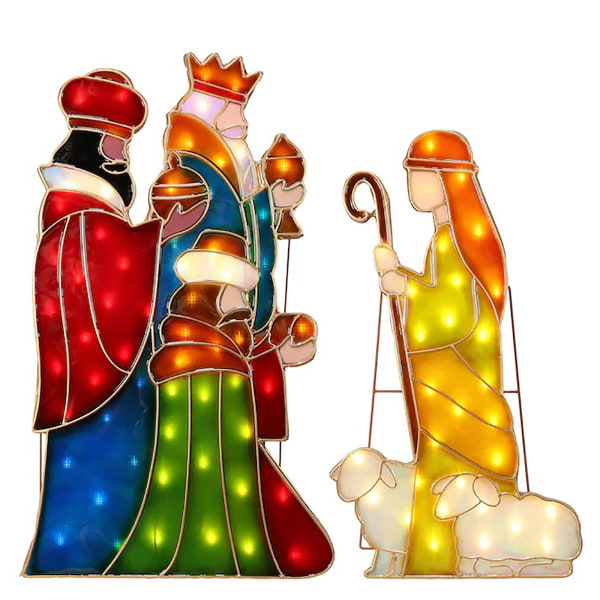 Led julkrubba serien markstake akryl Jesus julkrubba set prydnad för hem utomhus trädgård gräsmatta dekoration null - 4