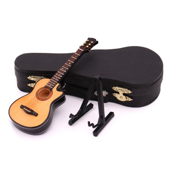 Miniatyr gitarreplika musikkinstrument samleobjekt dukkehusmodell hjemmedekor Folk chopped corner 20cm