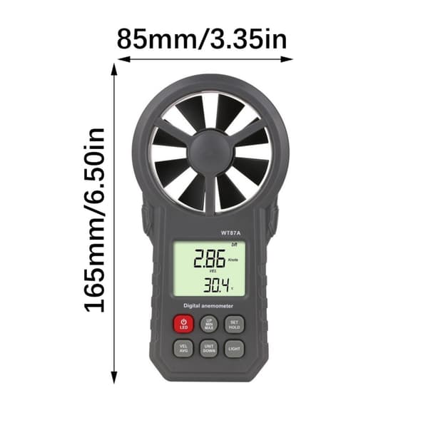 Multifunktionsanemometer för vindhastighets- och temperaturmätning, bärbart