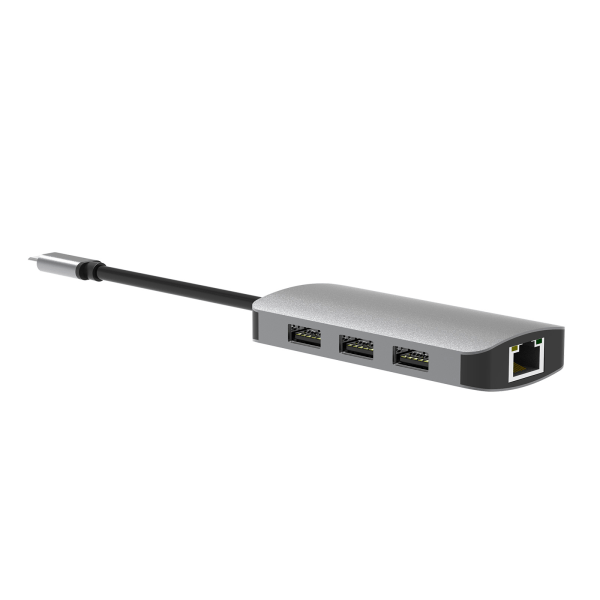 Multifunktionell 6 i 1 videoomvandlare för däck aluminiumlegering HDMI-kompatibel dockningsadapter för mobil dator PC
