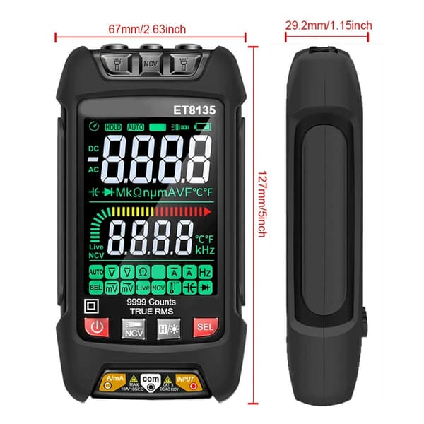 Digital intelligent multimeter i plasthus for ingeniører og teknikere