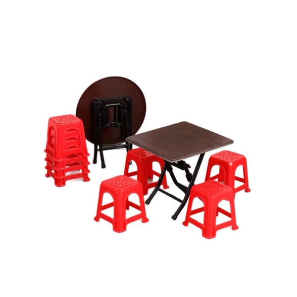 Miniatyrmöbelkollektion Hopfällbart matbord och pallar för dockhus