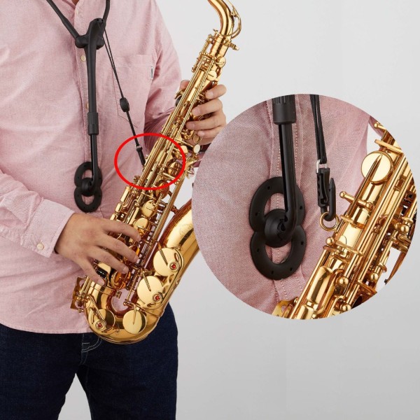 Justerbar Sax-halsrem Dubbel axelrem för alttenor Sopransaxofon Trepunkts mjuka remmar Sax-tillbehör