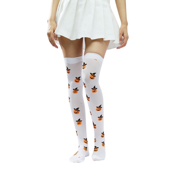 Over Knee Thigh Sokker Nyhet Trikotasje Halloween mønstrede lår høye strømper