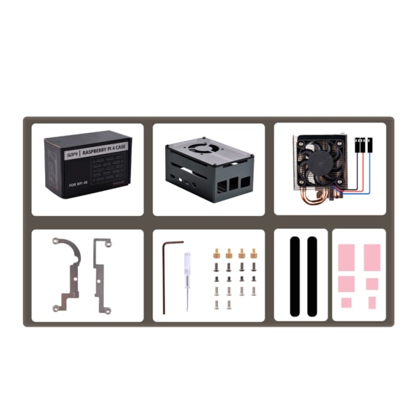 Premium för RaspberryPi4B Metal Case Inclosing Kit med tunn Ice Tower Cooler för nybörjare