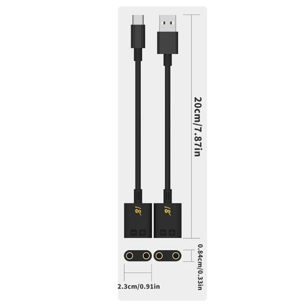 Profesjonell 5V strømforsyningskabel 20 cm lengde med 4 mm bananplugger