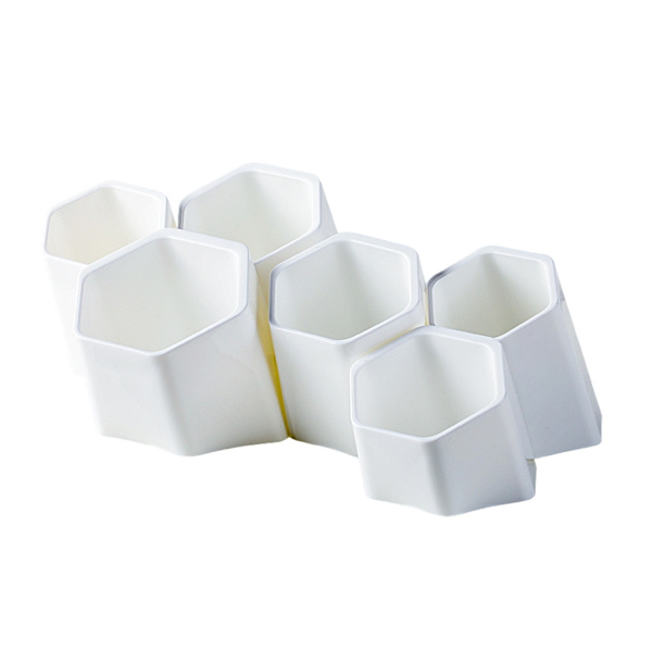 Sned pennhållare 6 fack Blyertskopp Målarpensel Organizer för sovrum White - Hexagon